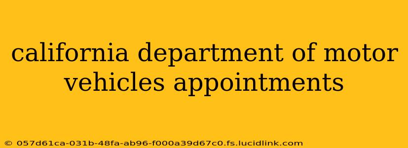 california department of motor vehicles appointments