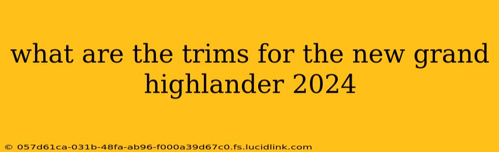 what are the trims for the new grand highlander 2024